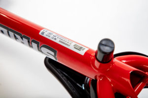 location of warranty sticker on Strider balance bike