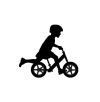 Kid striding on balance bike icon