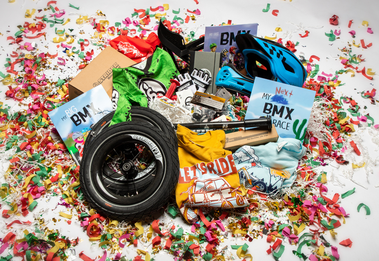 Prize pack featuring high-performance wheels, carbon fiber handlebars, a full-face helmet, and more.