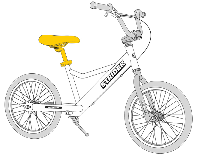 20 Sport Diagram line drawing - seat highlighted in yellow